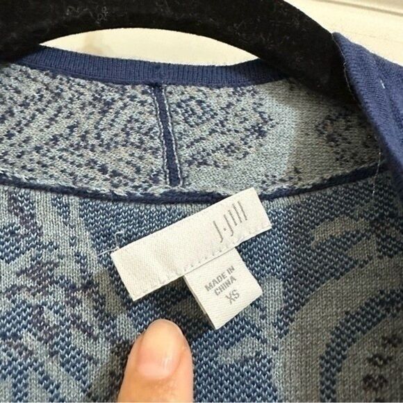 J.JILL BOHO‎ MULTI PRINT LONG SLEEVE COTTON BLUE CARDIGAN XS - Picture 2 of 13